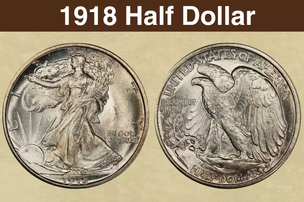 1918 Walking Liberty Half Dollar obverse and reverse showing Liberty and eagle design